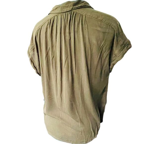 Lucky Brand Army Green Short Sleeve Top Size Small - Picture 4 of 5